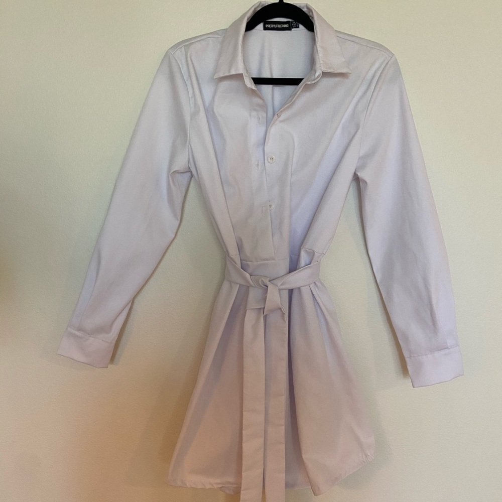 White Button Down Tie Dress